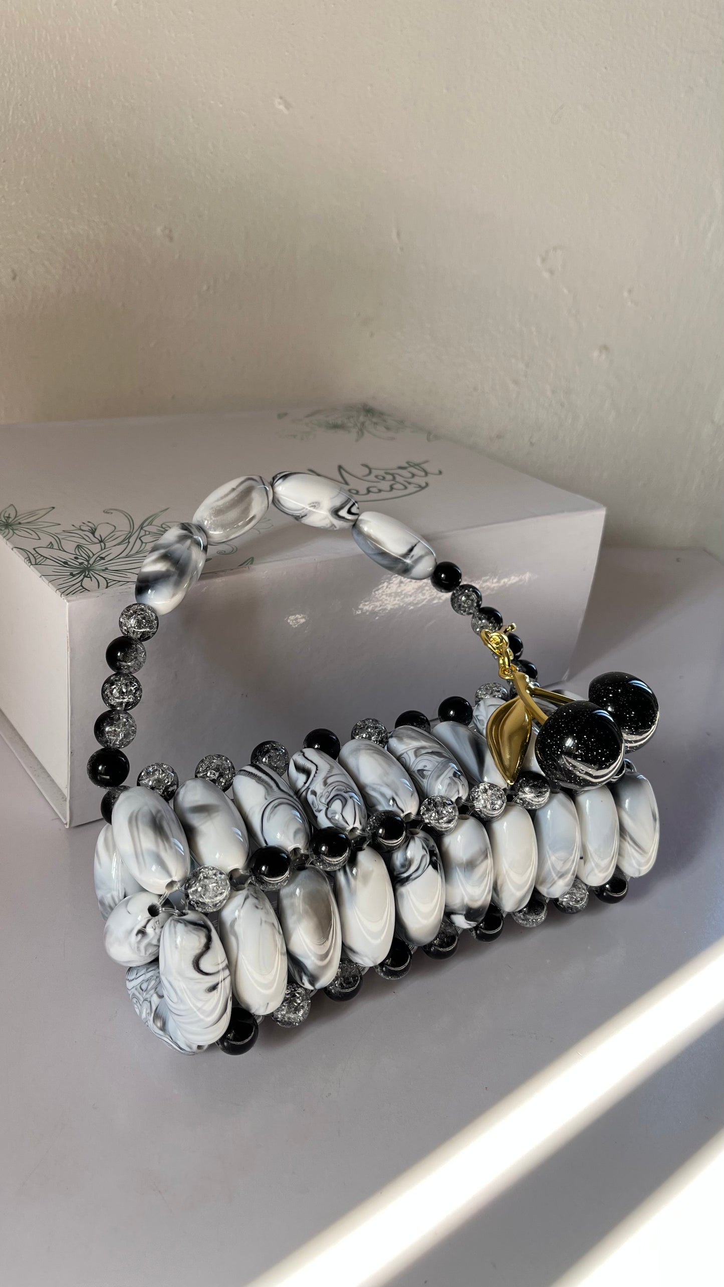 The Dana Clutch- Black marble